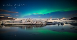 Aurora Borealis at Jokulsarlon Glacier Lagoon, Iceland