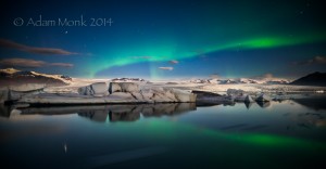 Aurora Borealis at Jokulsarlon Glacier Lagoon, Iceland