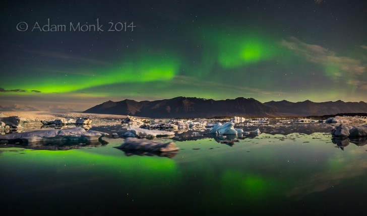 Aurora Borealis at Jokulsarlon Glacier Lagoon, Iceland