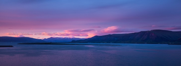 Reykjavik sunset across the bay