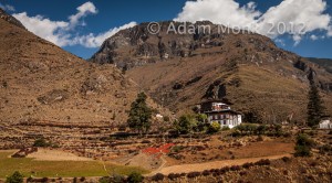 Iron Bridge Monastery during Chilli harvest, Paro Bhutan
