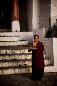 Buddhist Monk in Trongsa Dzong Bhutan.  Bhutan Photo tour with Adam monk